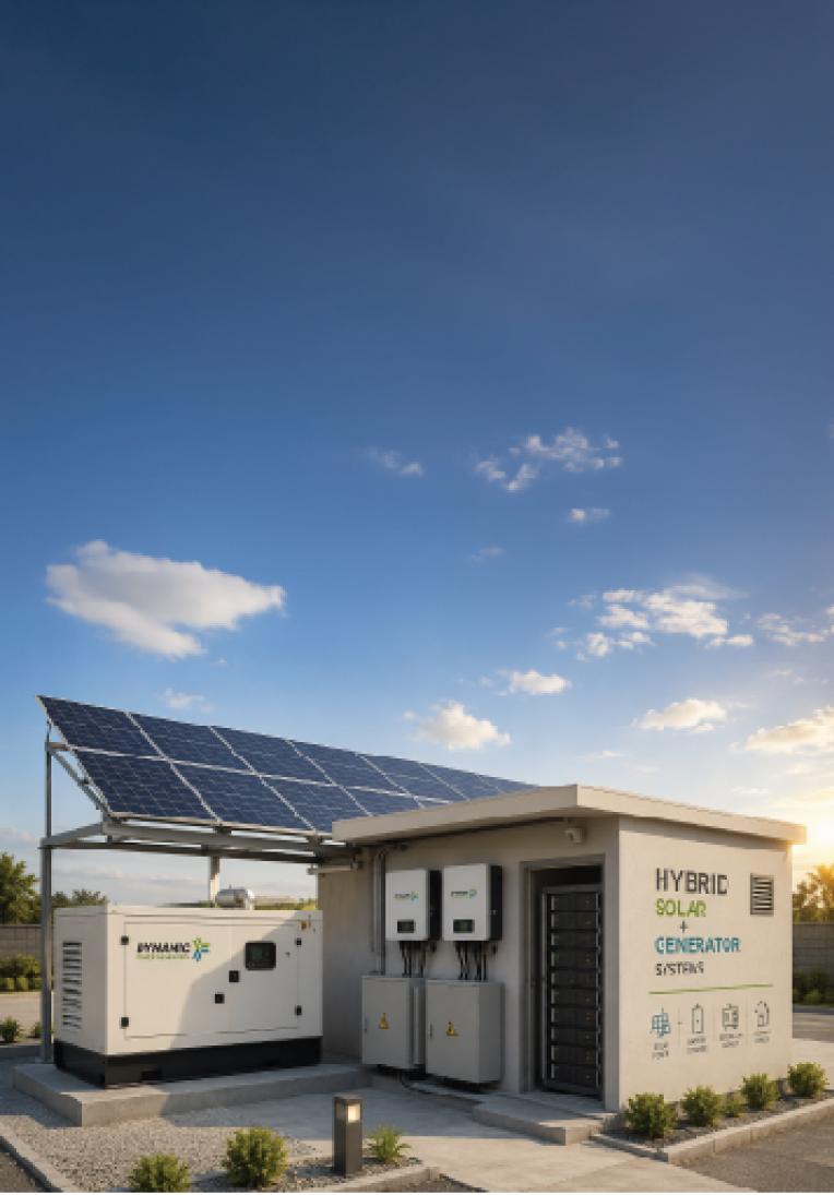 Hybrid solar and generator system with battery storage